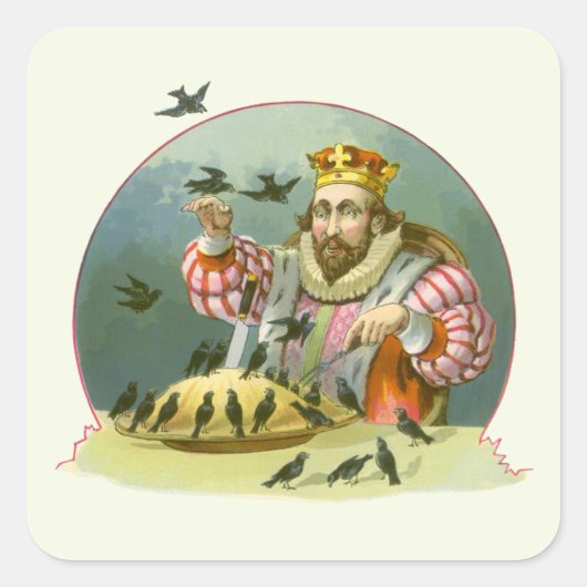 Zing een Song van Sixpence,  Nursery Rhyme Vierkante Sticker (Voorkant)