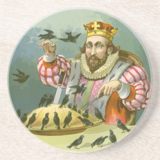 Zing een Song van Sixpence,  Nursery Rhyme Zandsteen Onderzetter (Voorkant)