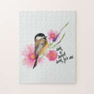 Zing een zoet liedje voor mij Chickadee Aquarel Legpuzzel