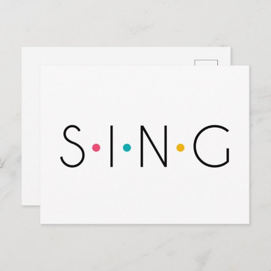 Zing gekleurde stippen zanger briefkaart (Voorkant / Achterkant)