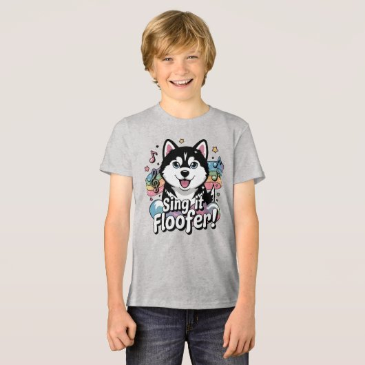 Zing het, Floofer! - Kawaii Husky Howling Tri-Blend Shirt (Voorkant volledig)