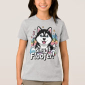Zing het, Floofer! - Kawaii Husky Howling Tri-Blend Shirt (Voorkant)