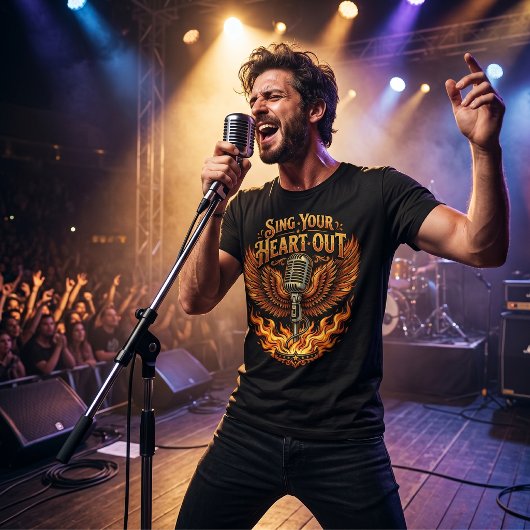 Zing je hart uit: microfoonvleugels en vuur Tri-Blend shirt