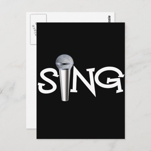 Zing met microfoon briefkaart (Voorkant / Achterkant)
