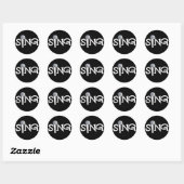 Zing met microfoon ronde sticker (Vel)
