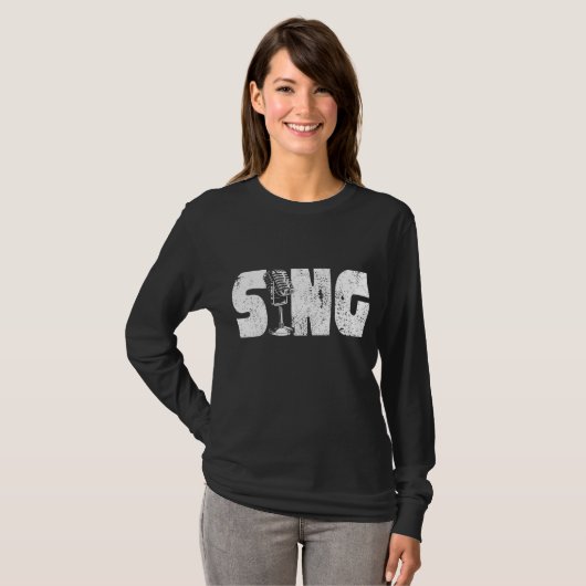 Zing Microfoon Zanger Zingende Microfoon T-shirt (Voorkant volledig)
