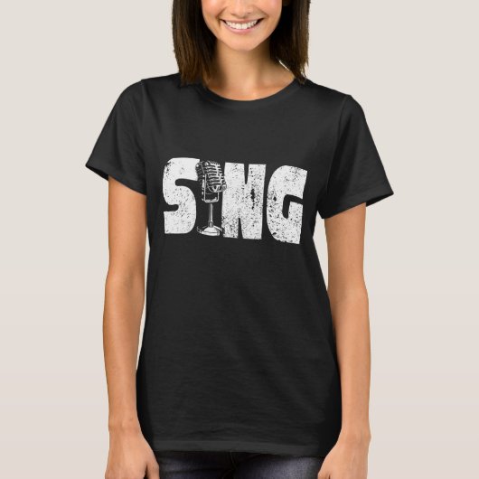Zing Microfoon Zanger Zingende Microfoon T-shirt (Voorkant)
