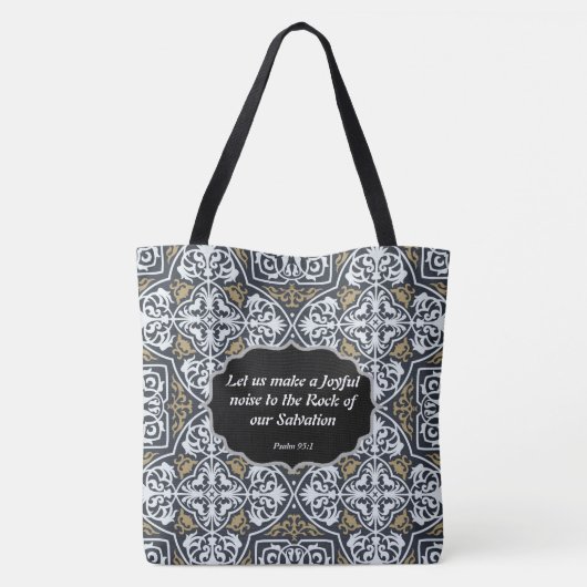 Zing naar Lord Psalm 95:1 Designer Aztec Tas (Achterkant)