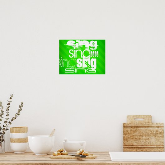Zing; Neon Green Stripes Poster (Keuken)