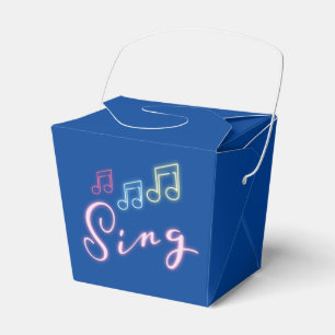 Zing Neon Muzieknoten op blauw Bedankdoosjes