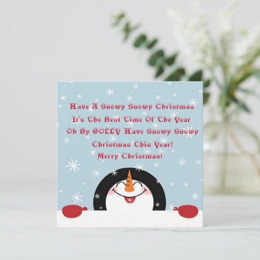 Zing. Snowy Kerstmis Kaart (Staand voorkant)