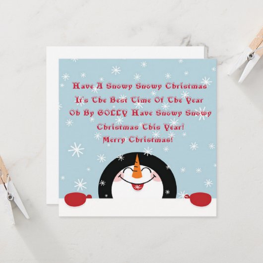 Zing. Snowy Kerstmis Kaart (Voorkant / Achterkant in situ)