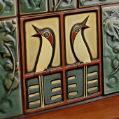 Zing vogels Symmetrische Art Deco Nouveau Wanddeco Tegeltje