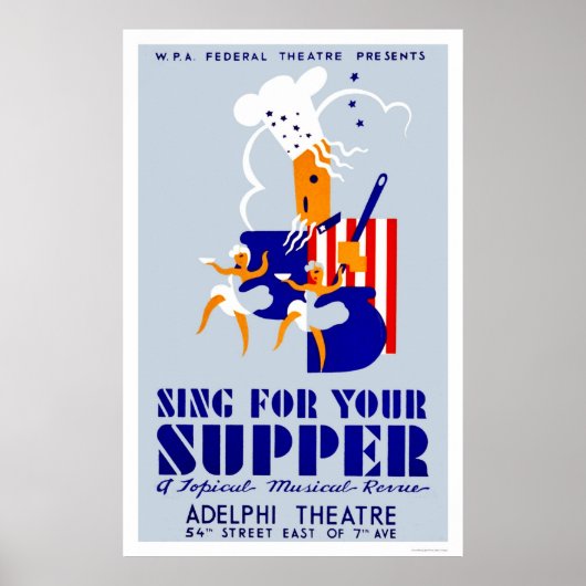 Zing voor Supper Musical 1939 WPA Poster (Voorkant)