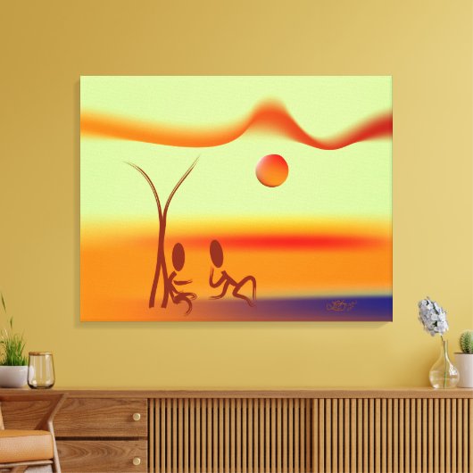 Zingdroesem ~ Chatting Canvas Afdruk (Insitu (Woonkamer))