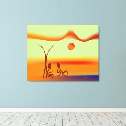 Zingdroesem ~ Chatting Canvas Afdruk (Insitu (Houten vloer))