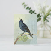 Zingen Blackbird Waterverf Briefkaart (Staand voorkant)