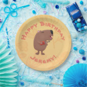 Zingen capybara gepersonaliseerde cartoon papieren bordje (Feest)