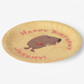 Zingen capybara gepersonaliseerde cartoon papieren bordje (Gekanteld)