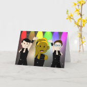 Zingen, dansen, WURK Gay Verjaardag Kaart (Gele Bloem)