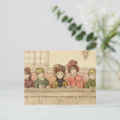 Zingen in de kerk (met papier) briefkaart (Staand voorkant)