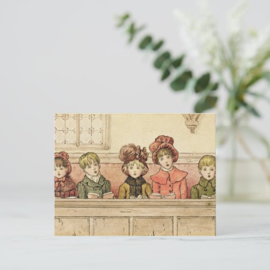 Zingen in de kerk (met papier) briefkaart (Staand voorkant)