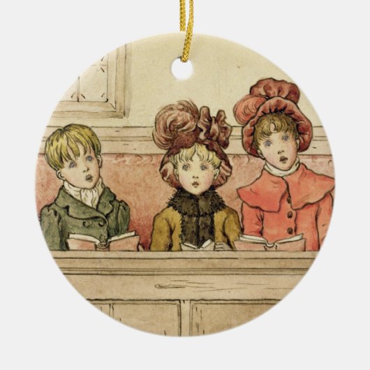 Zingen in de kerk (met papier) keramisch ornament (Voorkant)