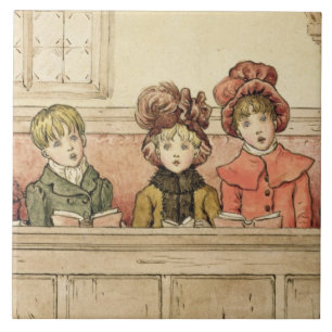 Zingen in de kerk (met papier) tegeltje