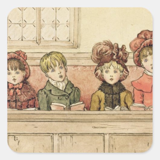 Zingen in de kerk (met papier) vierkante sticker (Voorkant)