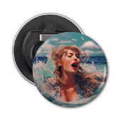 Zingen in de oceaan button flesopener (Voorkant)