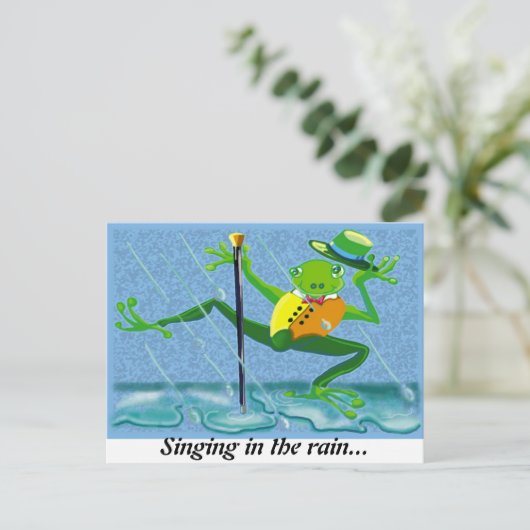 Zingen in de regen… briefkaart (Staand voorkant)