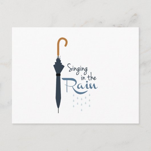 Zingen in de regen briefkaart (Voorkant)