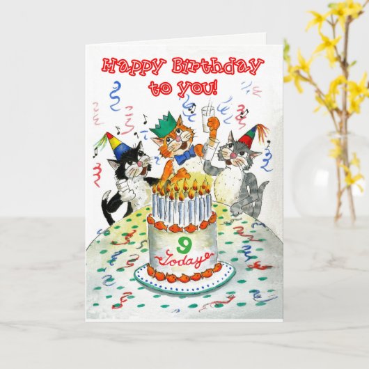 Zingen Katten Aangepaste Leeftijd-specifieke Verja Kaart (Gele Bloem)