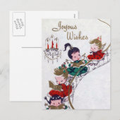 Zingen Kerst retro Angels briefkaart (Voorkant / Achterkant)