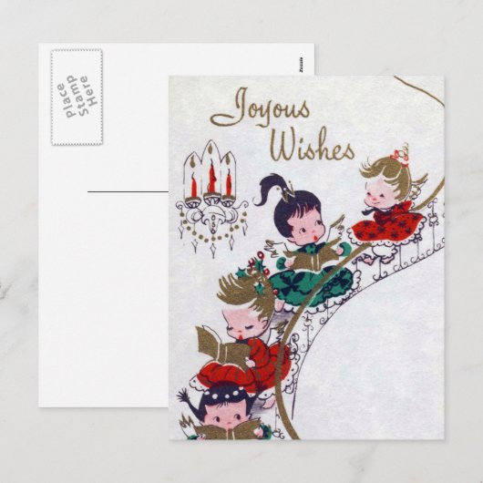 Zingen Kerst retro  Angels briefkaart (Voorkant / Achterkant)