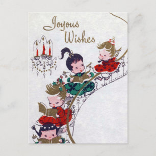 Zingen Kerst retro  Angels briefkaart