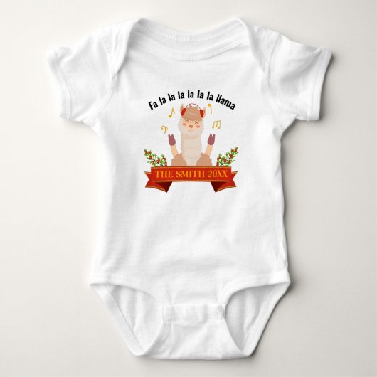 Zingen Kerstmis Llama Family Matching Romper (Voorkant)