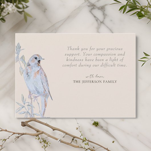 Zingen Nightingale begrafenis Dank u kaart