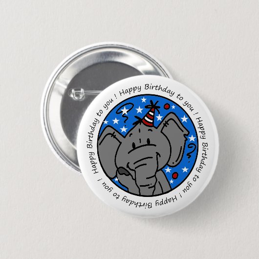 Zingen Olifant Verjaardag Button (Voorkant /achterkant)