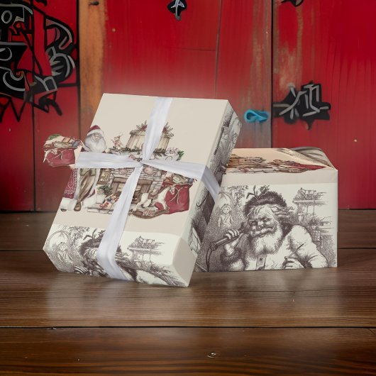 Zingen Santa  Collage Kerstmis Cadeaupapier