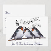 Zingen slikken: Vogels: Music Event Uitnodiging (Voorkant / Achterkant)