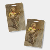 Zingen Spaanse cowboy en banjo spelen Trail Song Badge (Front & Back)