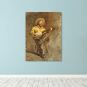 Zingen Spaanse cowboy en banjo spelen Trail Song Canvas Afdruk (Insitu (Houten vloer))