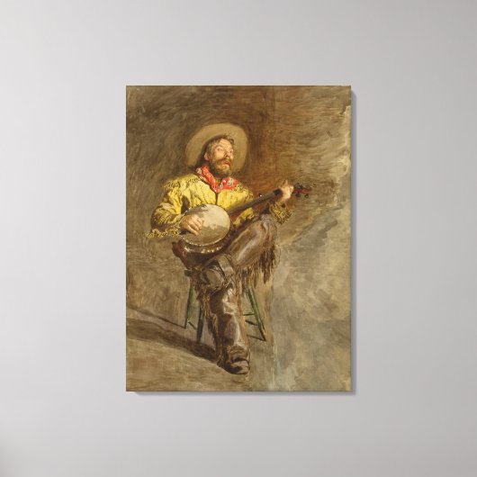 Zingen Spaanse cowboy en banjo spelen Trail Song Canvas Afdruk (Voorkant)