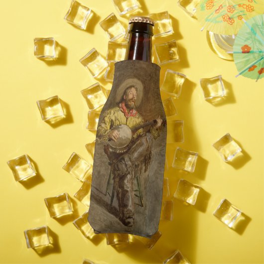 Zingen Spaanse cowboy en banjo spelen Trail Song Flesjeskoeler (Insitu Zomer)