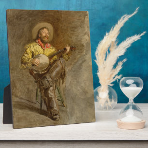 Zingen Spaanse cowboy en banjo spelen Trail Song Fotoplaat