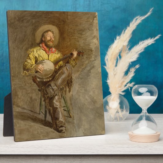 Zingen Spaanse cowboy en banjo spelen Trail Song Fotoplaat (Zijkant)