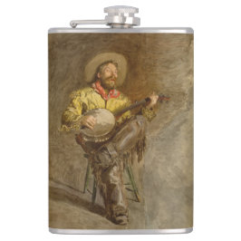 Zingen Spaanse cowboy en banjo spelen Trail Song Heupfles