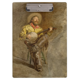 Zingen Spaanse cowboy en banjo spelen Trail Song Klembord