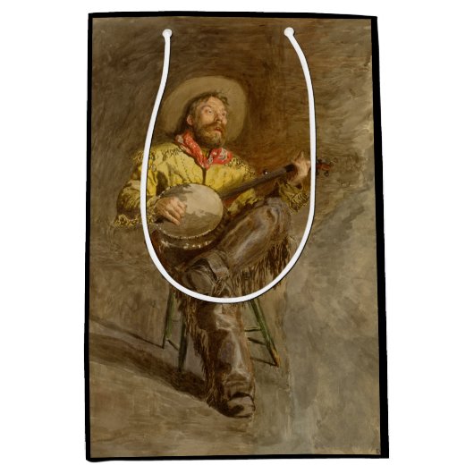 Zingen Spaanse cowboy en banjo spelen Trail Song Medium Cadeauzakje (Voorkant)